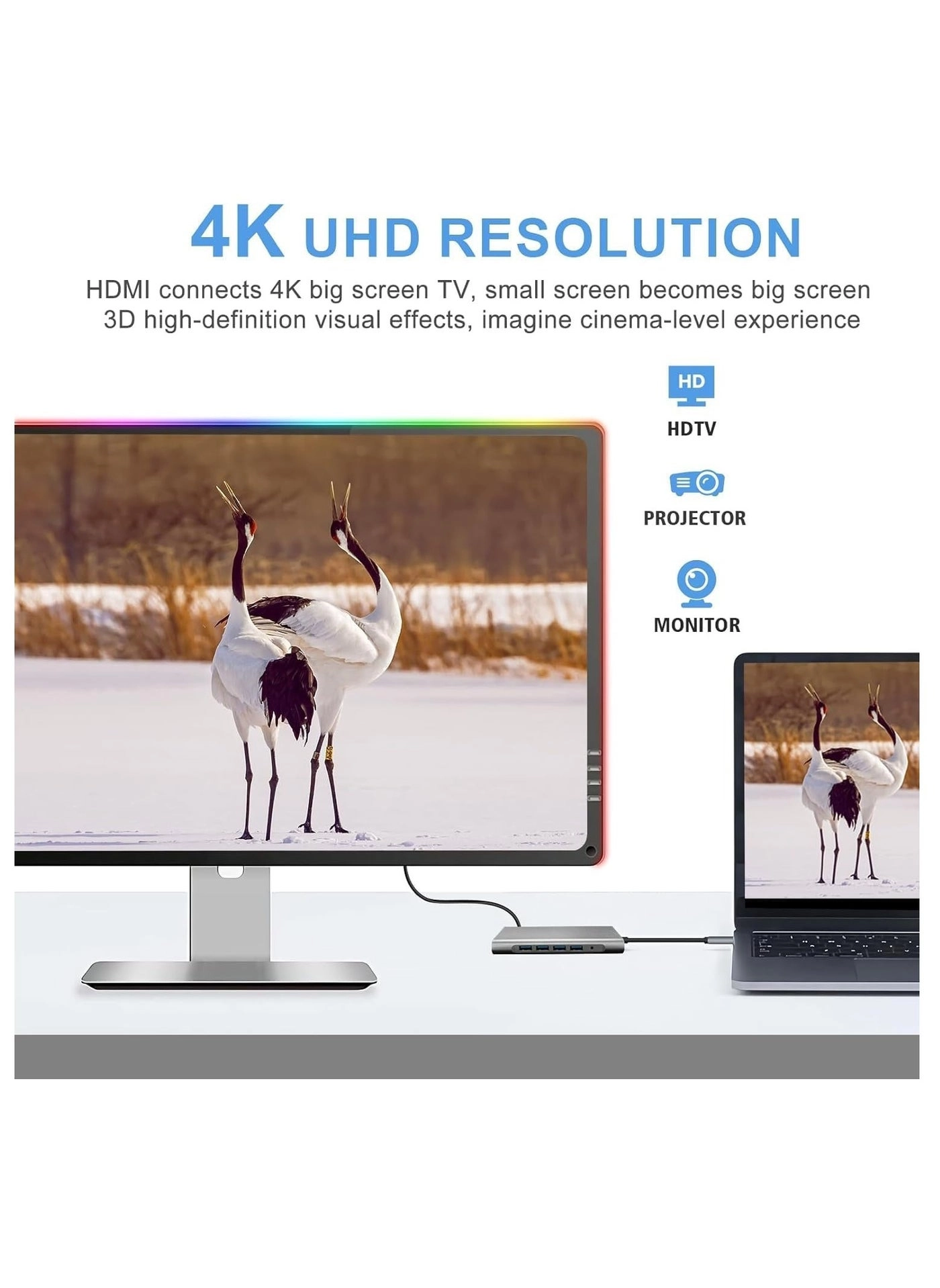 USB C Hub Docking Station - USB C MacBook Pro, MacBook Air & Type-C devices