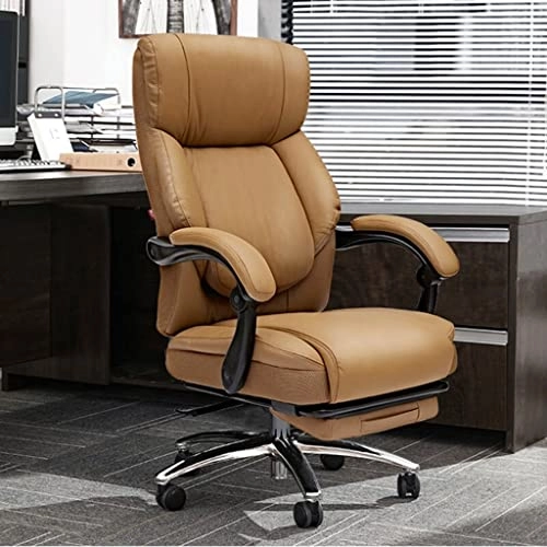 Desk Chair - PU Leather Brown High Back