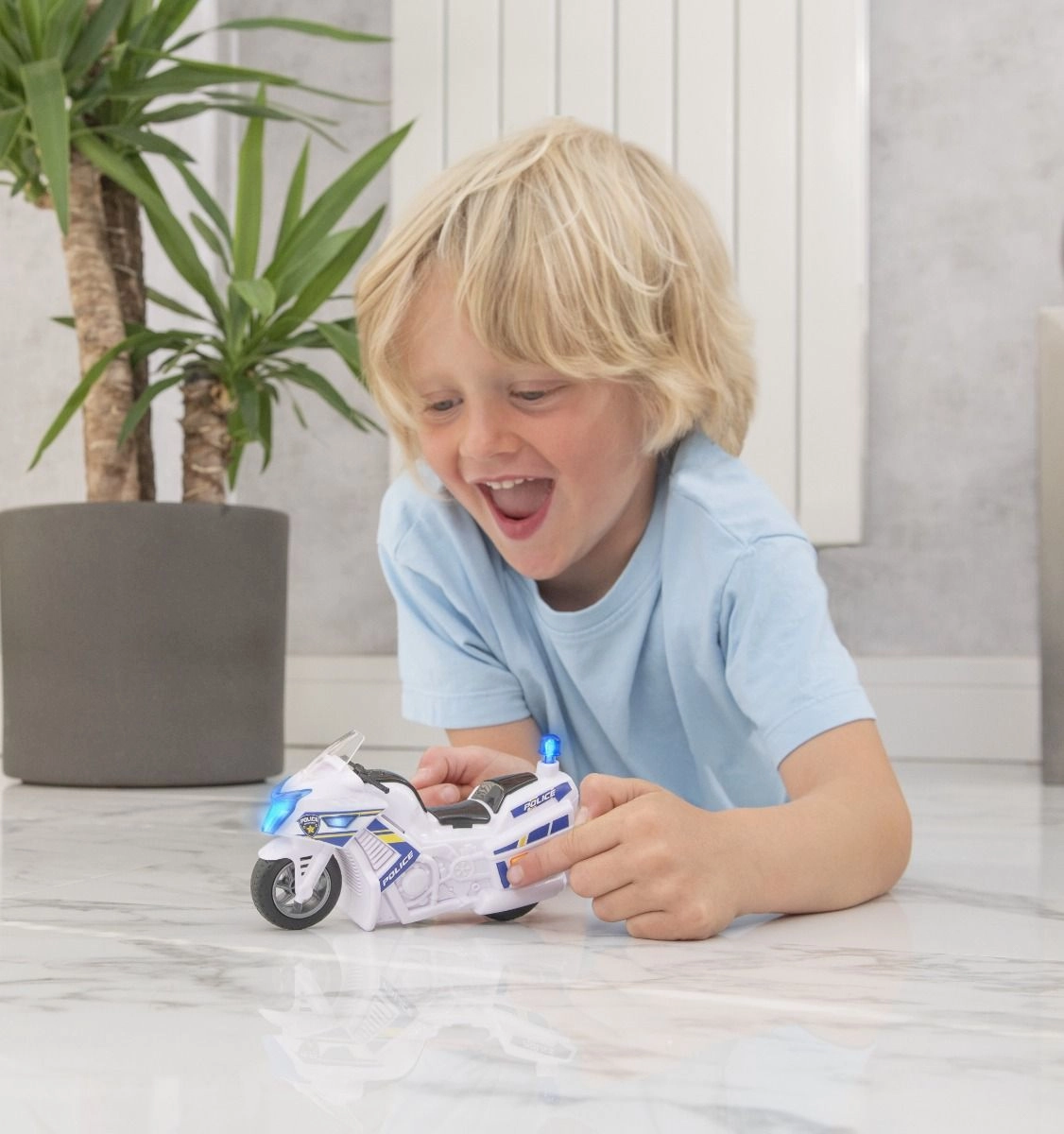 Mighty Machines Light And Sound Police Motorbike - White Small