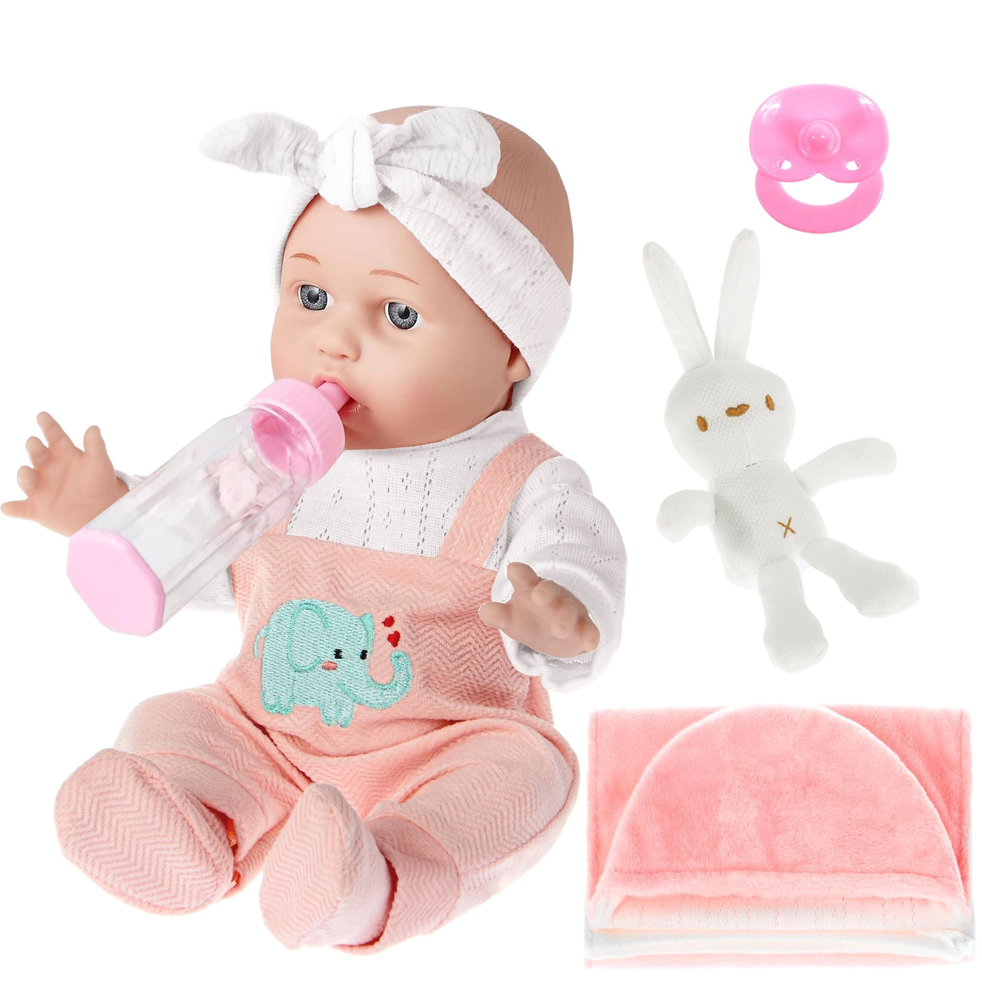 dollbie Realistic Baby Doll - 12 Inch Outfits Feeding Accessories Ages 3+
