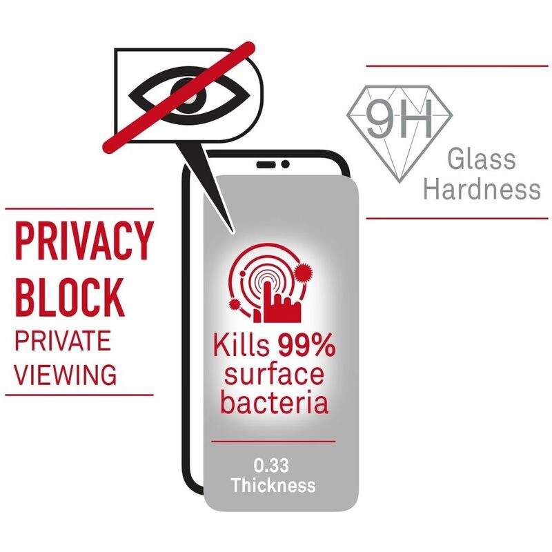 Privacy Edge-to-Edge Antibacterial Tempered Glass Screen Protector for iPhone 14 Pro