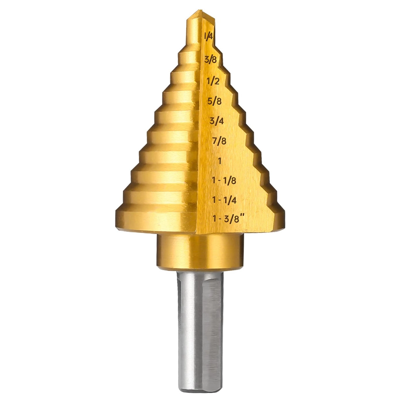 IRONANT Titanium Step Drill Bit - HSS Titanium Coating 1/4"" to 1-3/8""