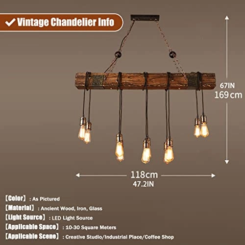 9 Lights Farmhouse Chandelier - Φ1200Mm/1700Mm Solid wood LED