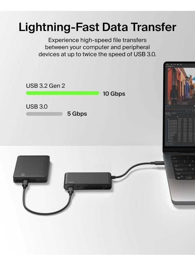 5-In-1 USB-C Multiport Hub Adapter - 4K 60Hz 100W PD