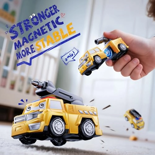 5 In 1 Magnetic Transform Construction Trucks - Yellow Easy DIY Assembly