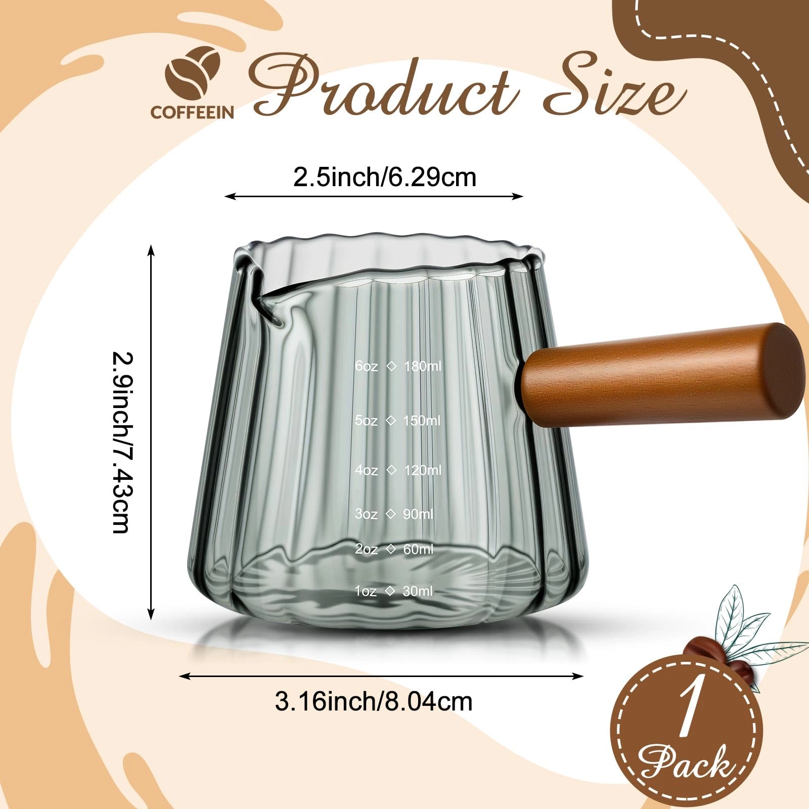 Espresso Shot Glass - 1 pcs - Handle - 180 ml