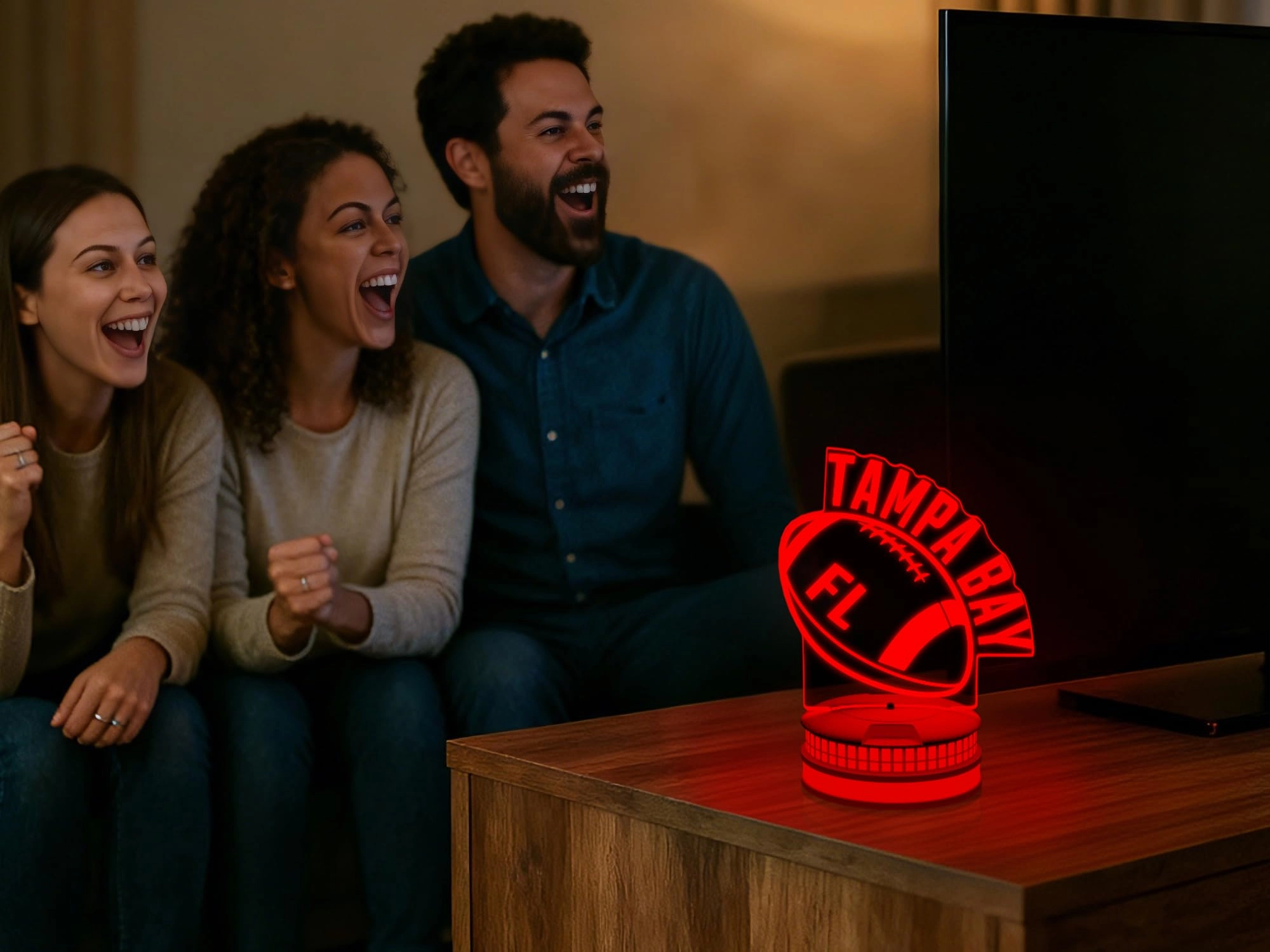 3D Football Tampa Bay Night Light - USB Powered Tampa Bay Multicoloured#2