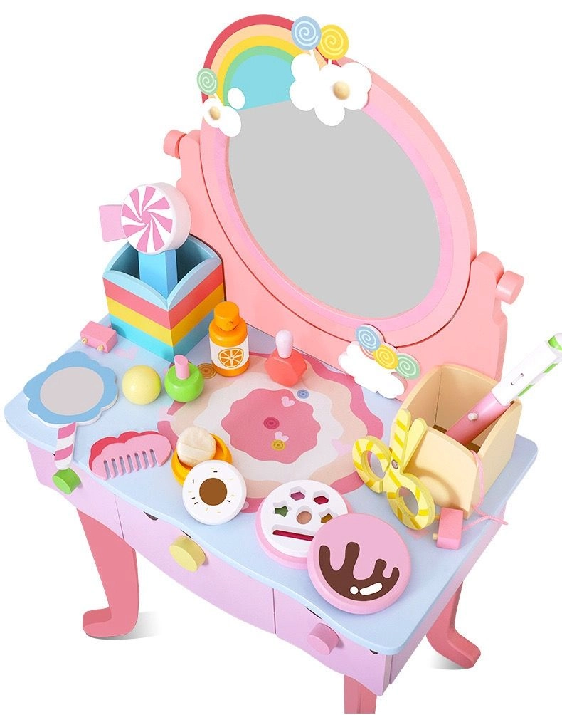 Kids Wooden Makeup Set With Table - 15+ pcs (43317731-FP_2105_16)