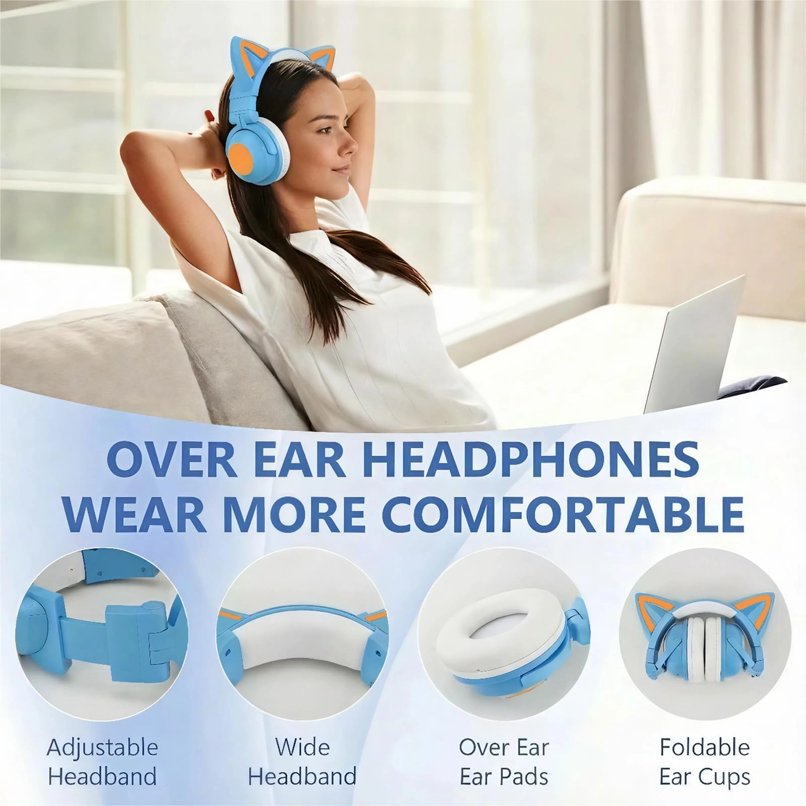 Cat Ear Bluetooth Headphones Wireless Headphone
