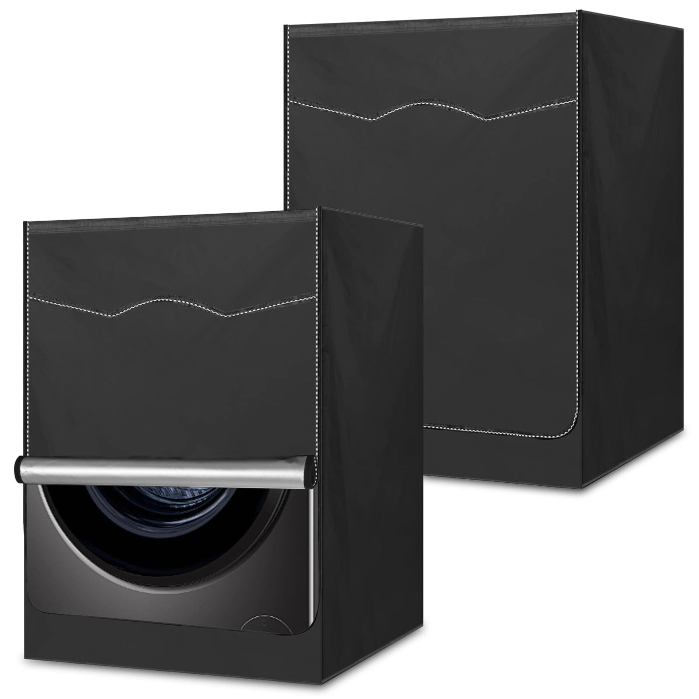 exclaith Washer Cover - Fit for Most 7.5-12 kg Front-loading Machine Black + Dryer Cover - Black