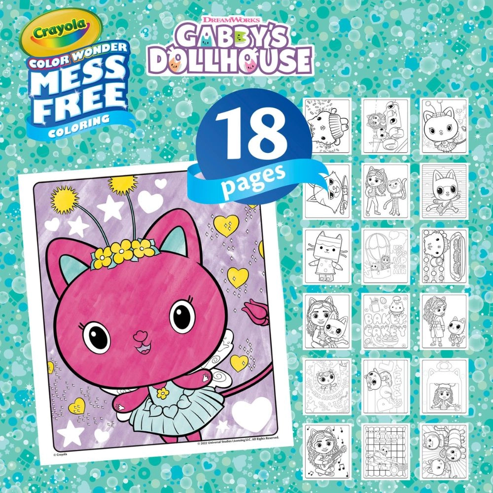Color Wonder Mess-Free Coloring Set - 18 Gabby's Dollhouse colouring pages 4 Colour Wonder Mini Markers