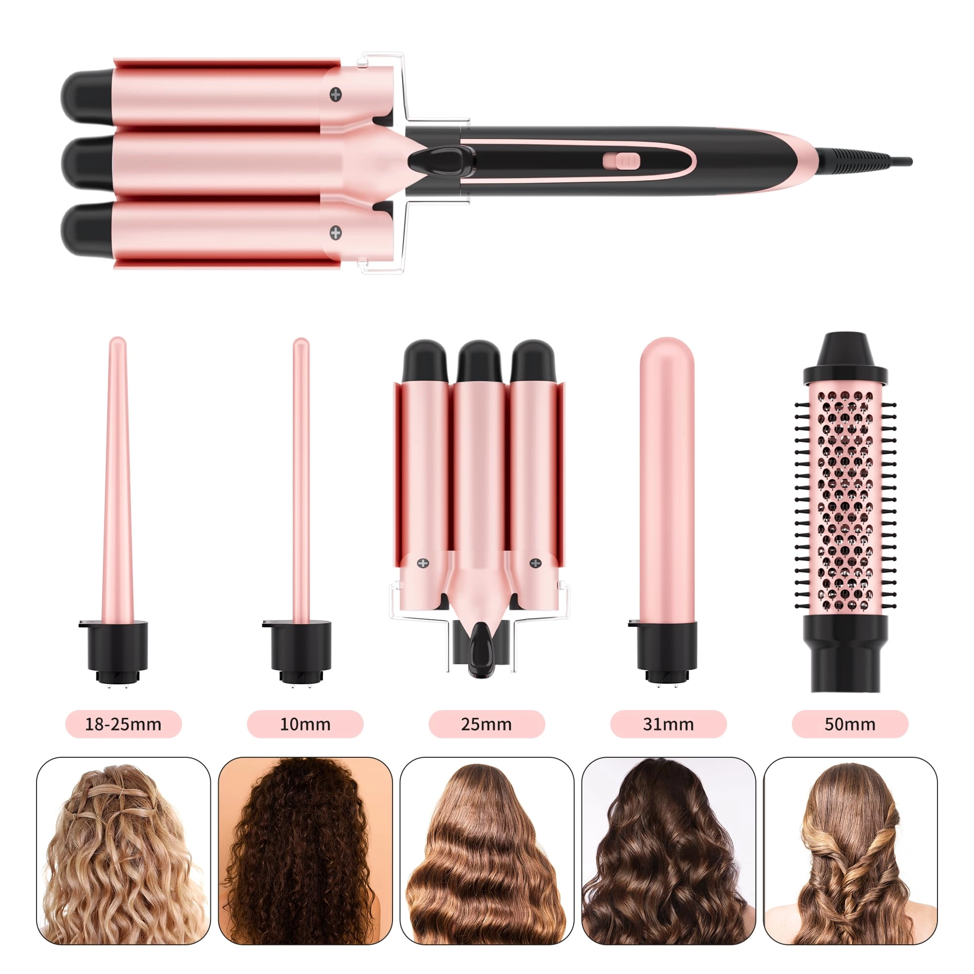 5-in-1 Curling Iron - 1.49inch 0.35"-1.25"