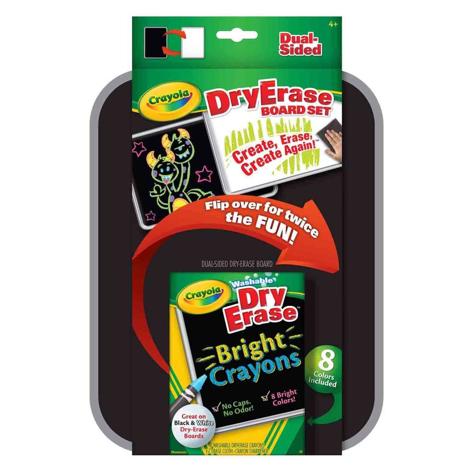 Dual Sided Dry Erase Board - 7 Crayons
