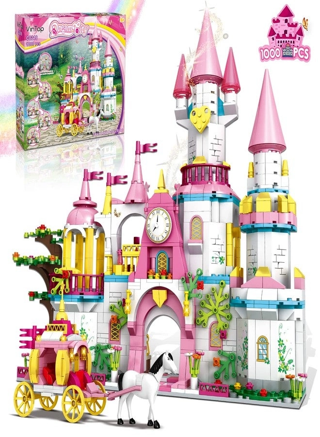 VINTOP Princess Castle Carriage Playsets - Pink Princess 1000pcs