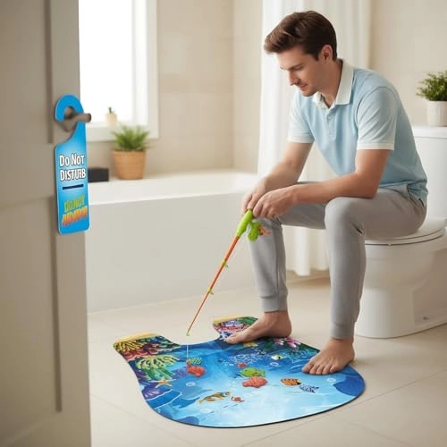 Toilet Fishing Game - Ocean Mat & Fishing Rod