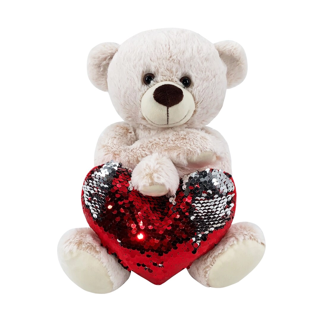 Party Zone Valentine Plush Bear - Sequins Heart 25 cm