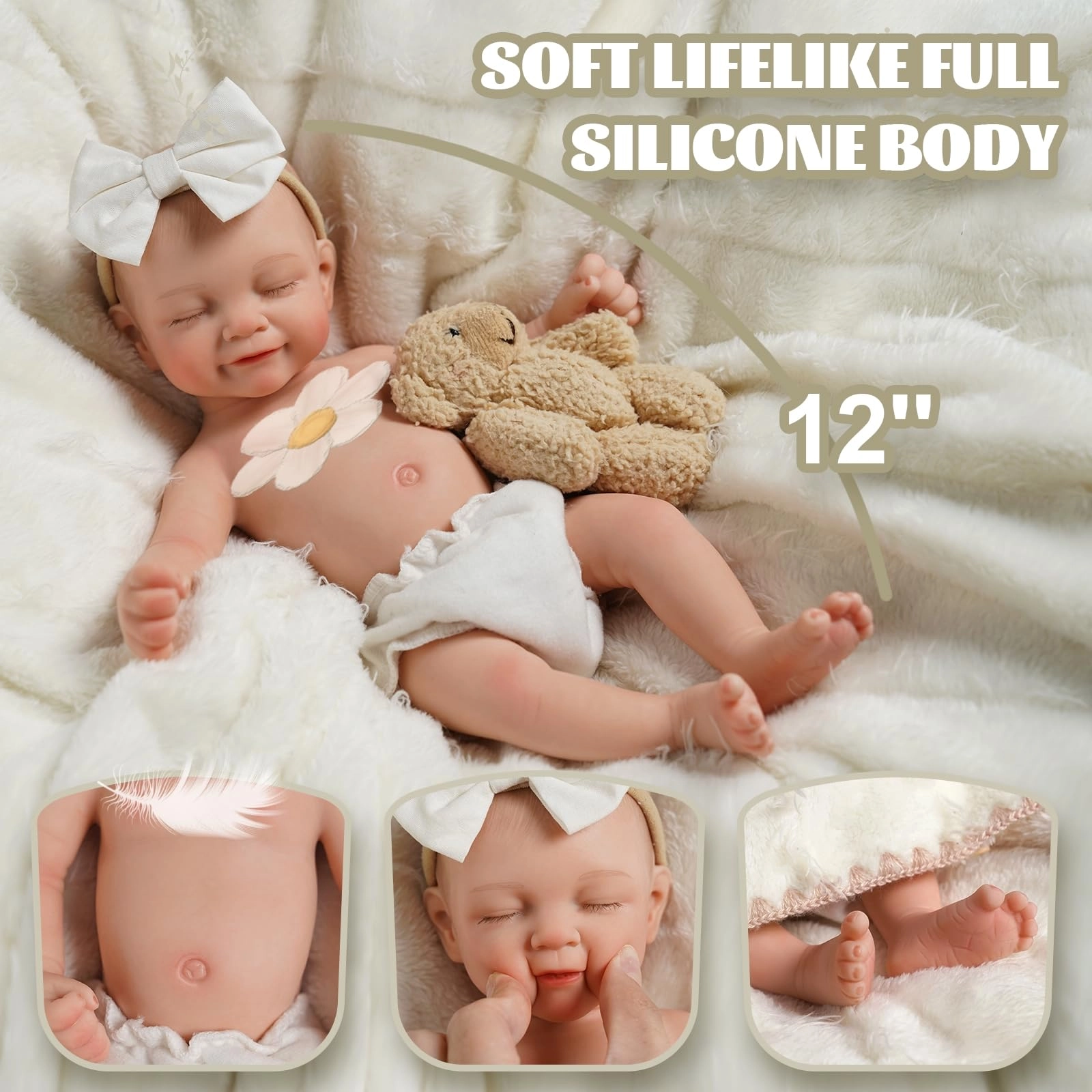 Reborn Baby Doll - 12 Inch Silicone Weighted Ages 3+