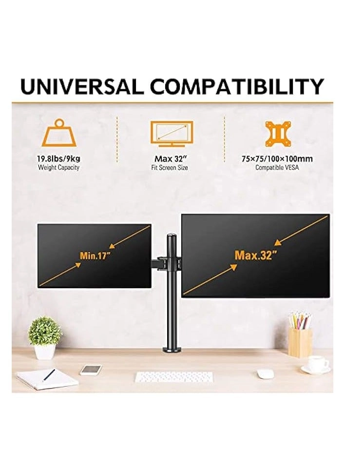 Dual Monitor Mount - 2 Monitors 32 inches 75mm or 100mm