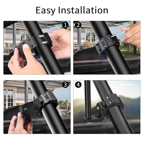 UTV Whip Light Mount Flag Pole Holder - 360 Degree Rotating Aluminum Alloy 1.75 to 2 Inch
