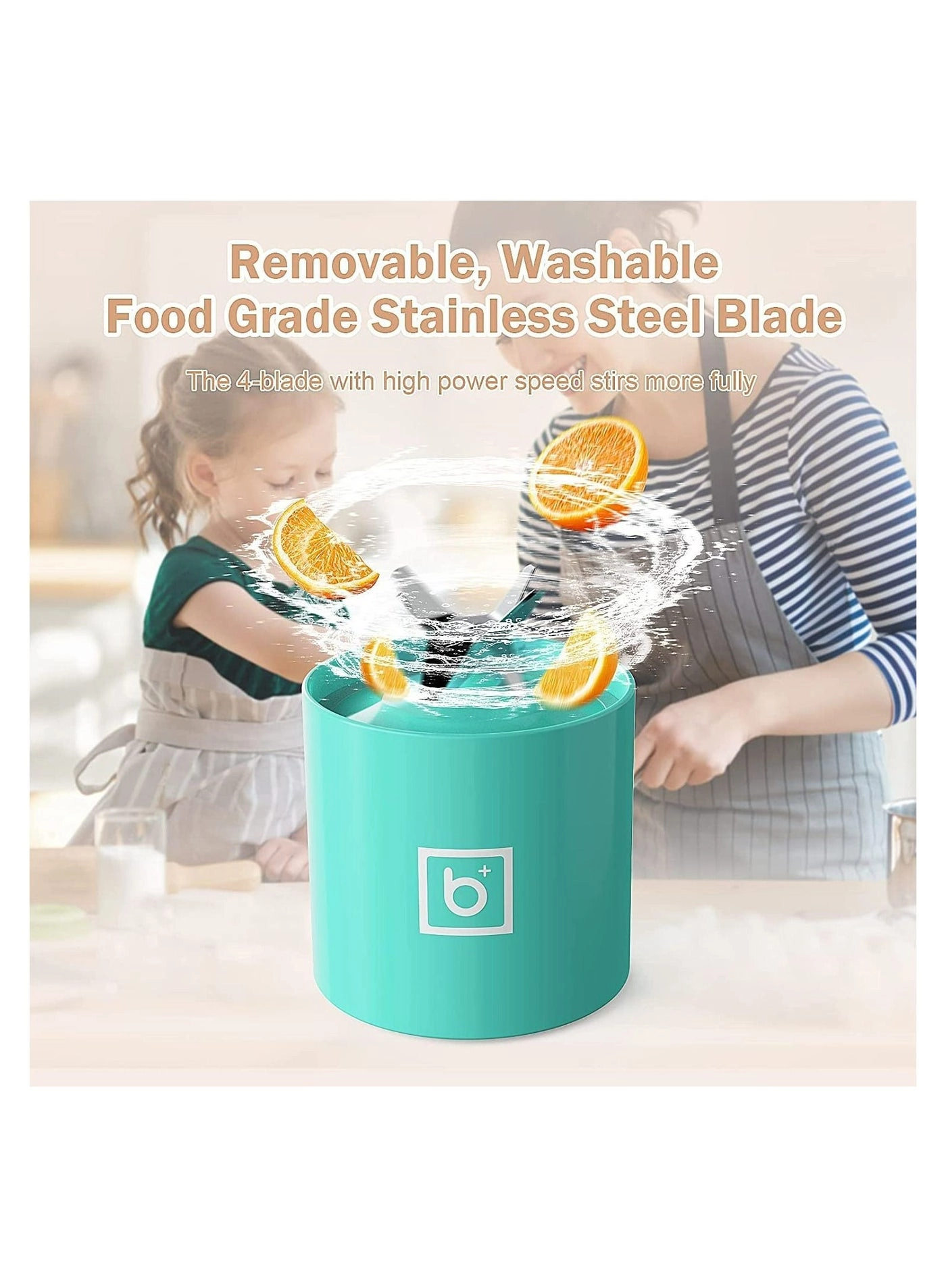 Portable Blender With Handle - Handle cup cover SUS304 stainless steel 4-blade Rechargeable USB