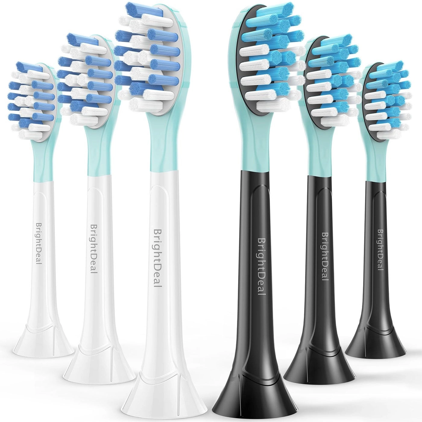 Brightdeal Replacement Heads - for Philips Sonicare 6 Pack White&Black