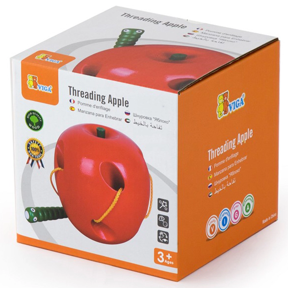 VIGA Threading Apple - 3 years Wooden