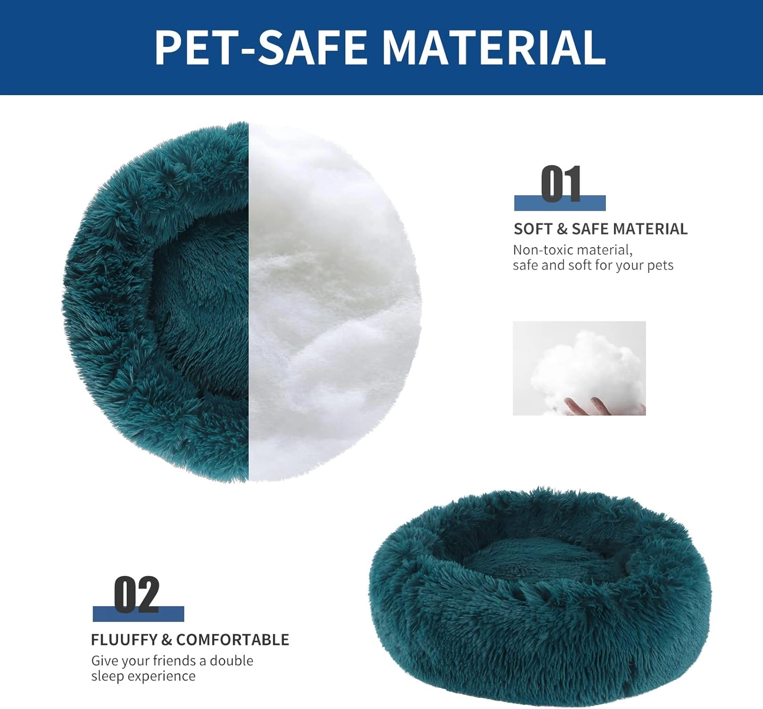 Velor Round Plush Dog Bed - 50 x 15cm