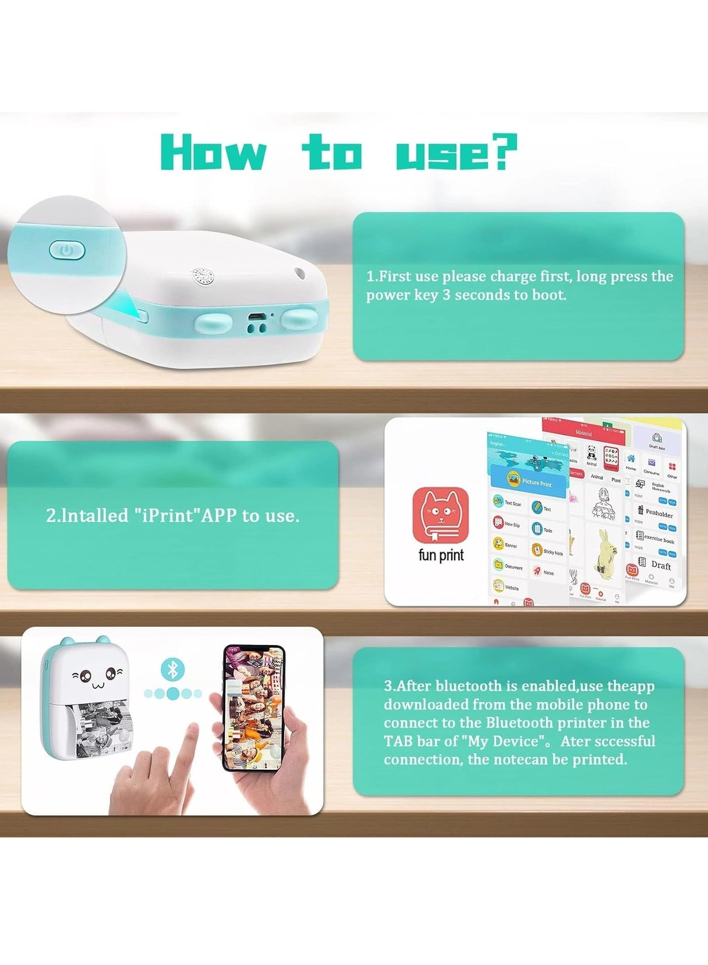 Label Maker Mini Photo Printer - thermal 200 DPI