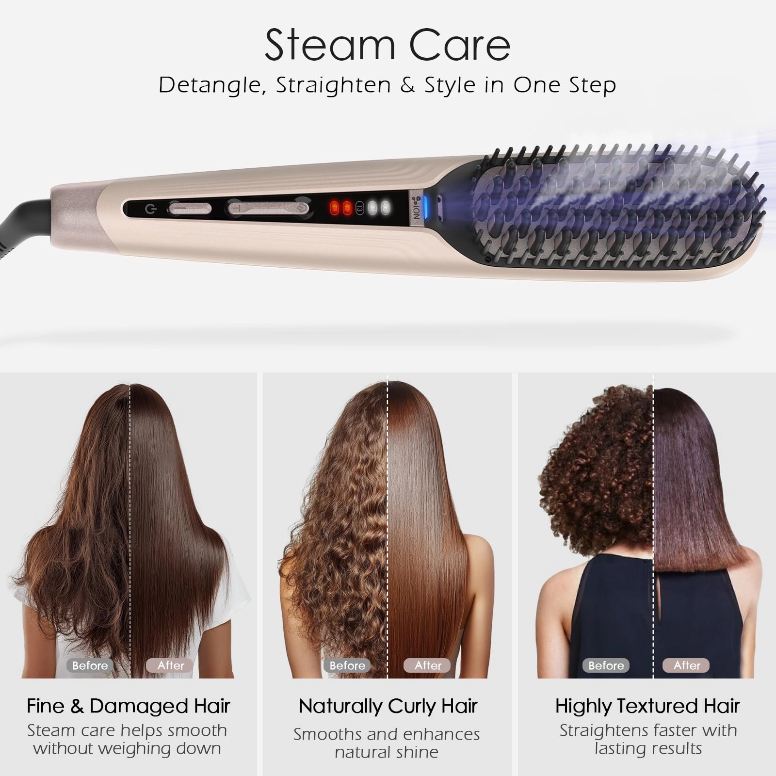 Steam Hair Straightener Brush