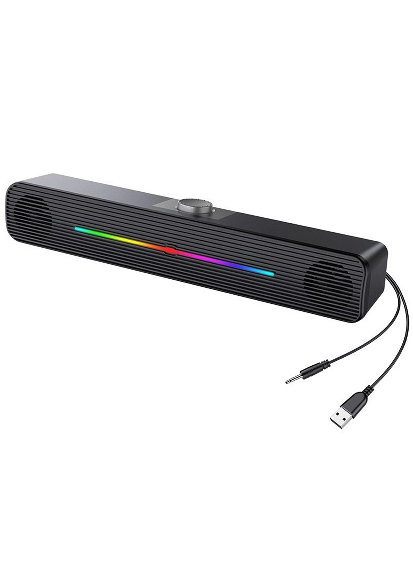 TokFaa Computer /Laptop Speakers - USB-Powered 3.5mm AUX Plug Gradient RGB Lighting