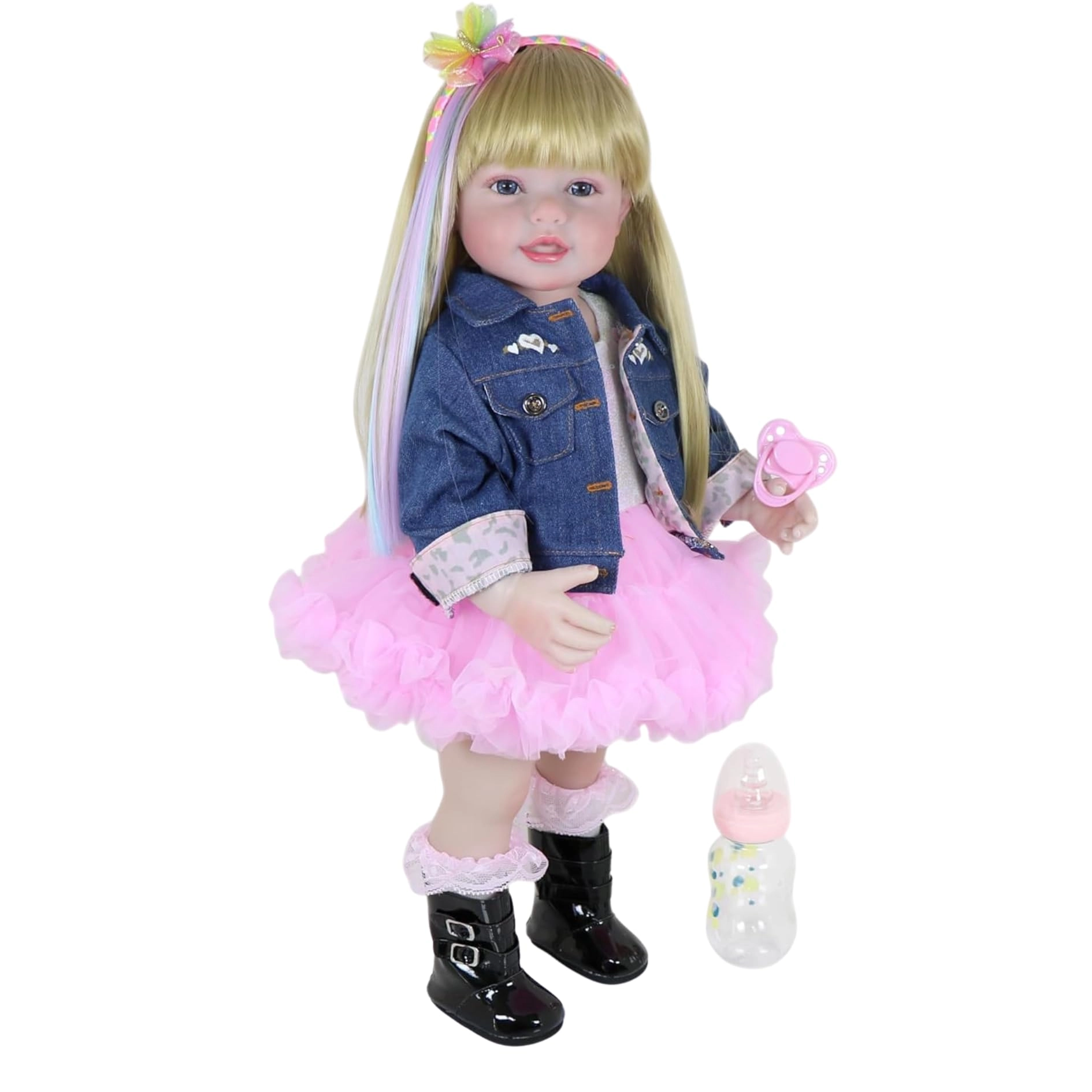 WAWA-HAOKEAI Rainbow Dreams Reborn Toddler Doll - 22-inch Full Vinyl Body Light Skin Tone Ages 3+