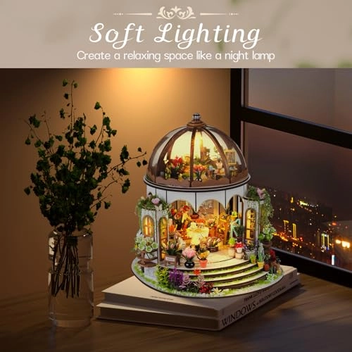 Miniature House Kit - Wooden with Furniture & LED