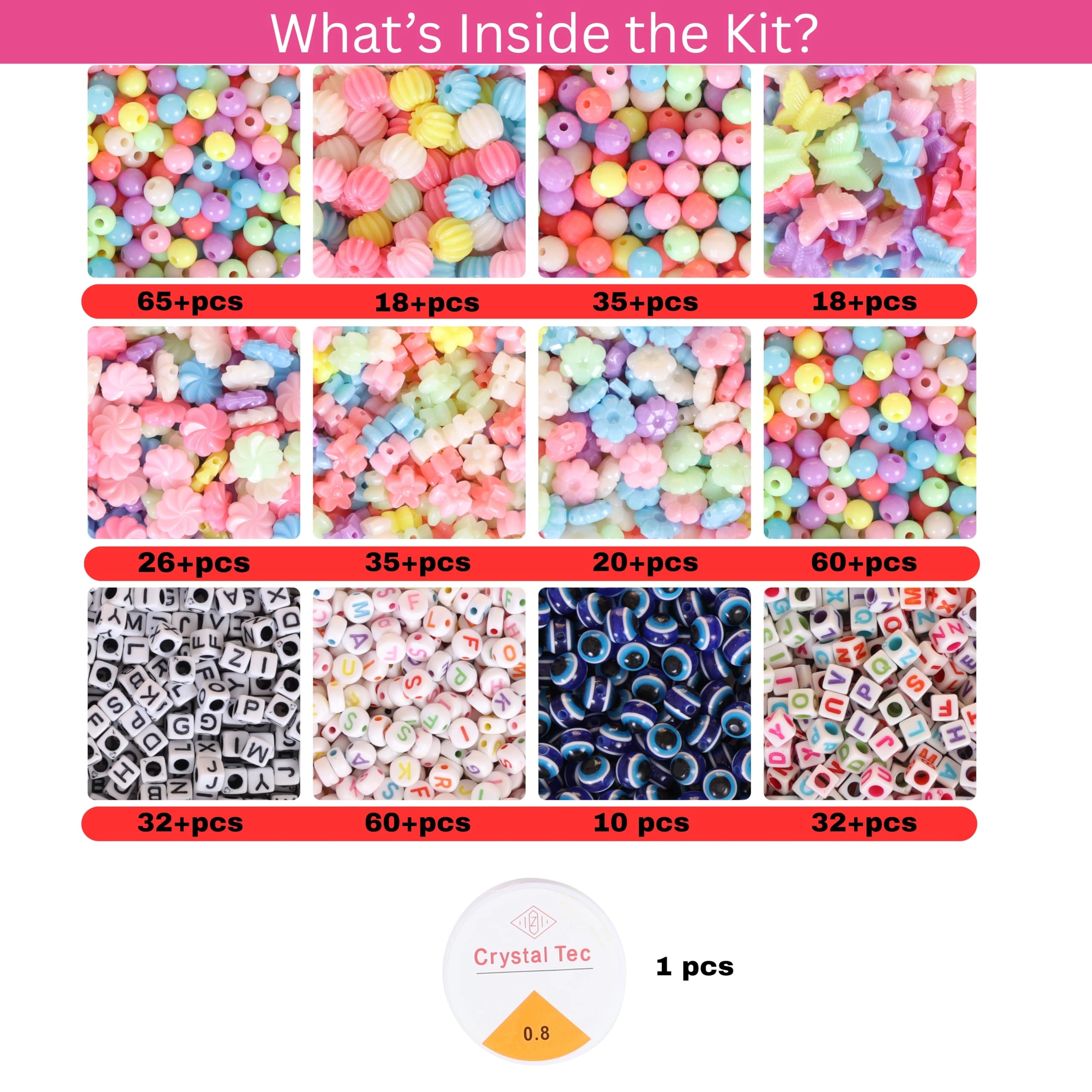 Bracelet Making Kit - 12 Types 10m Elastic Thread