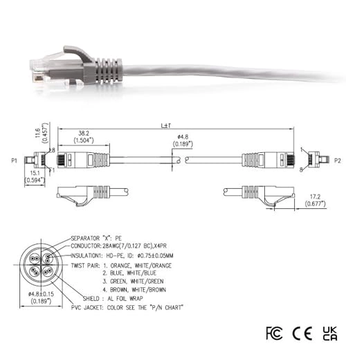 Cat6a Snagless Unshielded (UTP) Slim Ethernet Network Patch Cable - 3m