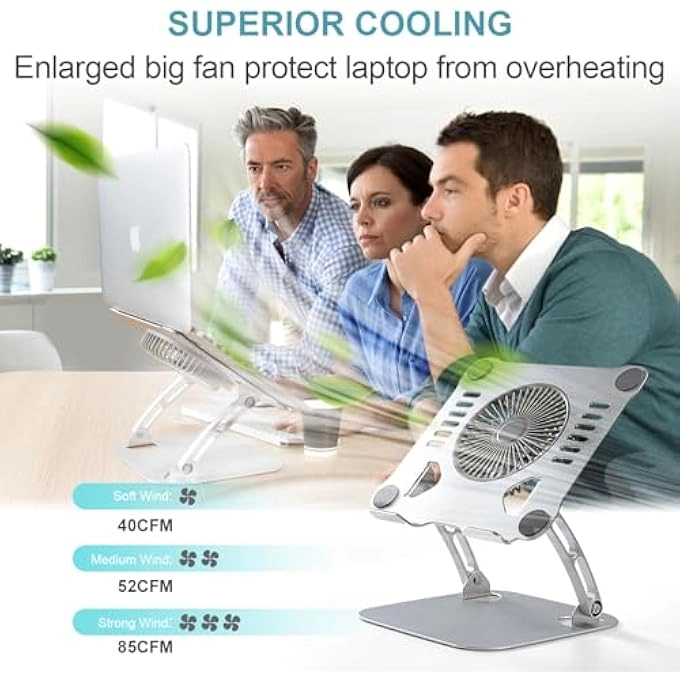 Laptop Cooling Pad Stand - Quiet Fan Height Adjustable USB Interfaces