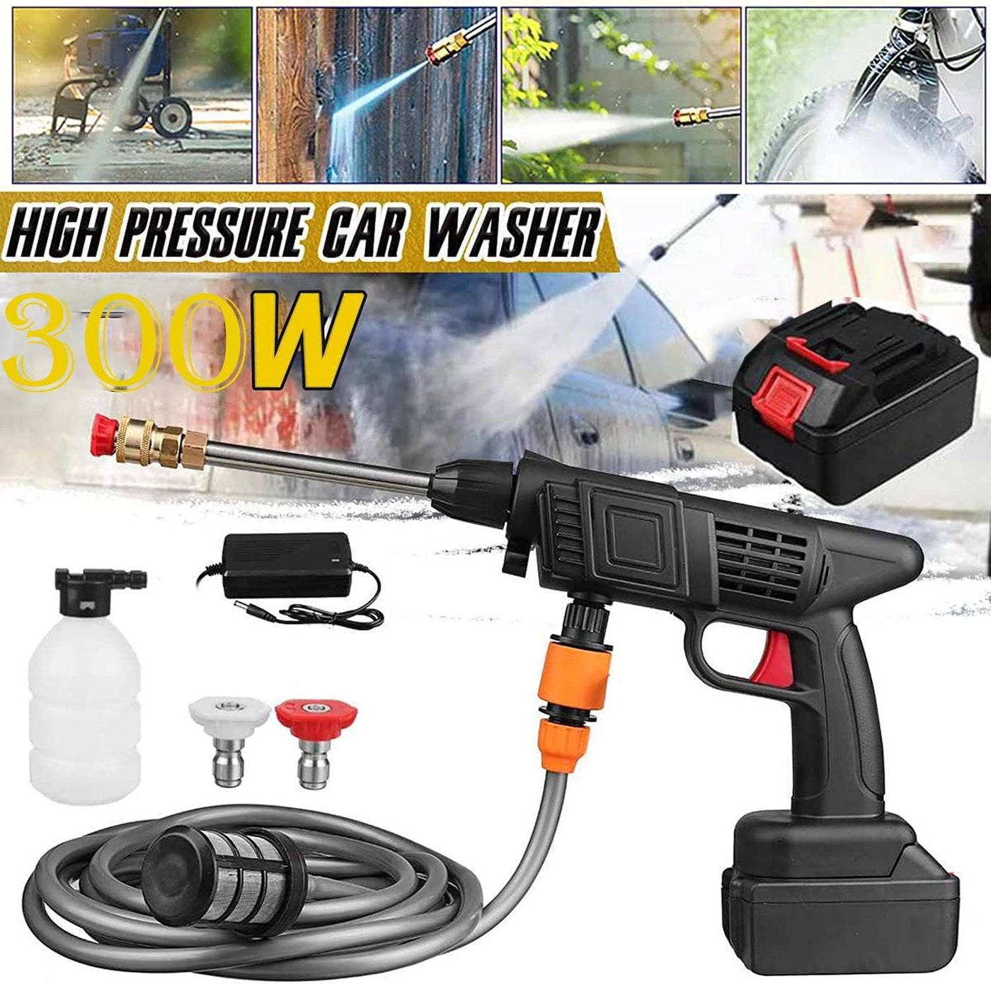 Cordless Electric Pressure Washer - 50Bar 20000mAh Foam Generator