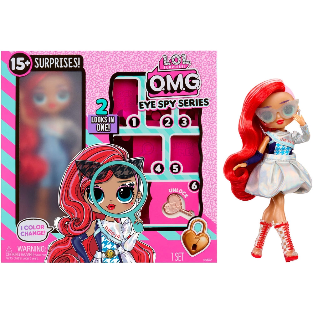 LOL OMG Eye Spy Fashion Doll - Interactive Unboxing Color Change Charm Key Necklace