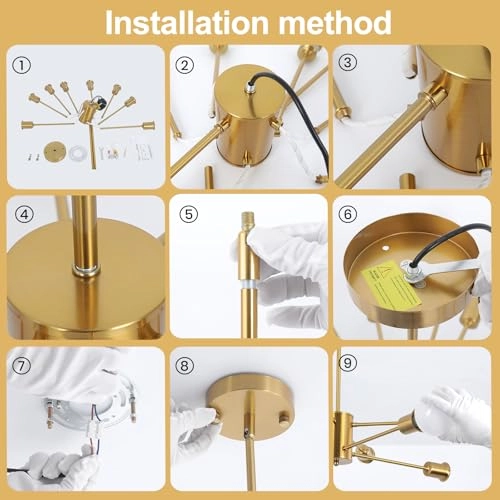 8-Light Sputnik Pendant Chandelier - Dimmable