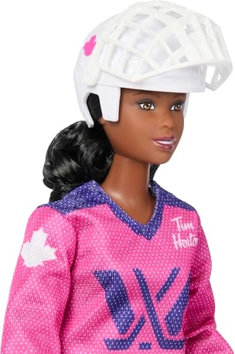 Barbie PWHL 2025 Fashion Doll - Pink, Purple & Teal Hockey Jersey Hockey Stick Puck Helmet Ages 3+