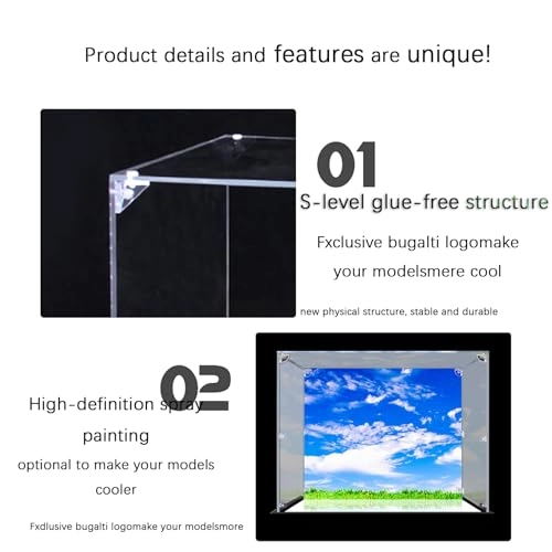 Acrylic Display Case - 10256 54 x 54 x 45 cm Black Base Painted Model (3mm)-a