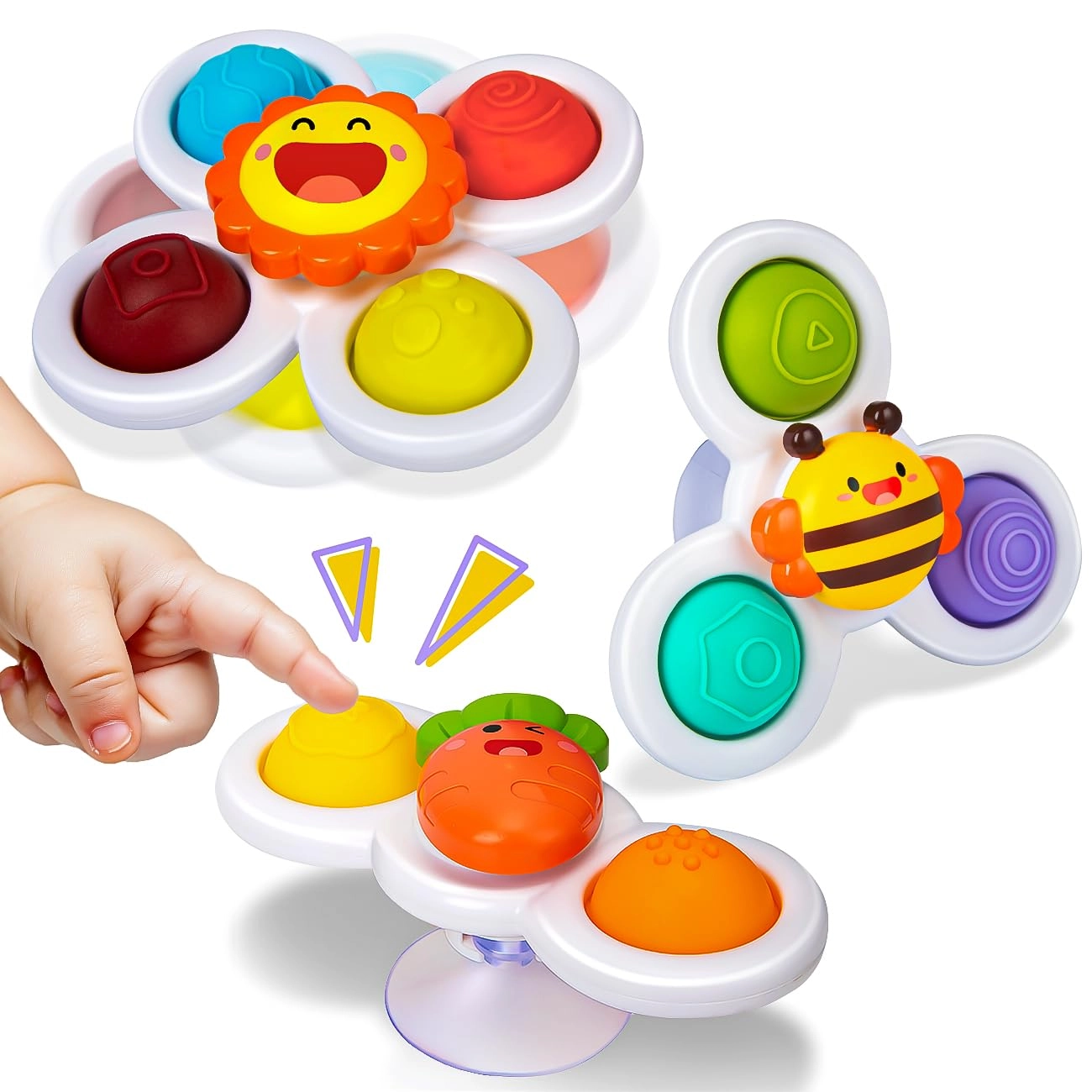TWM - 3PCS Pop Suction Cup Spinner Toys Colorful
