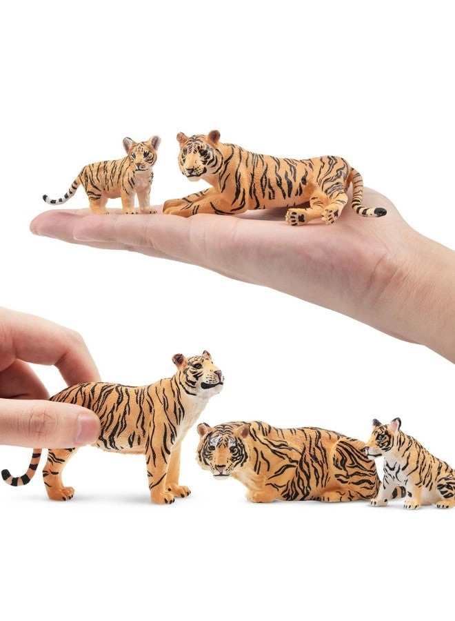 Realistic White Tigers Figurines 6 pcs