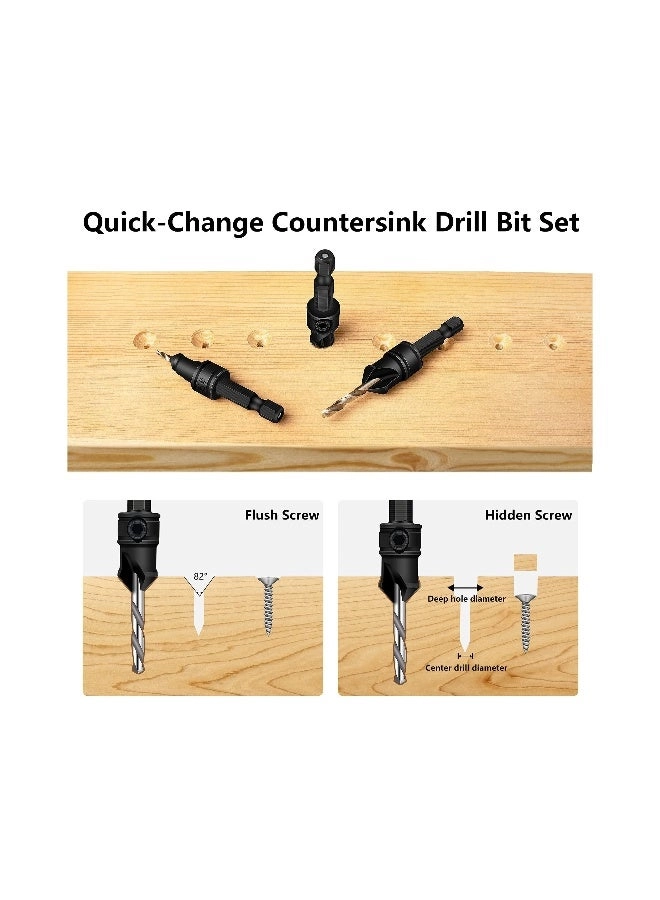 Countersink Drill Bit Set - Hss 5 Piece 3/8"