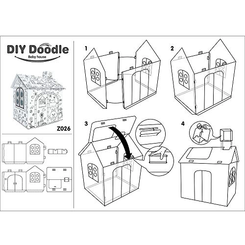 Cardboard Play House - L 27 * 21.3 * 16.9in 6 Markers
