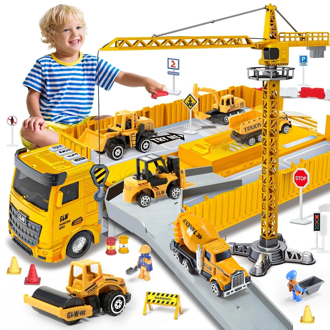 MZA STORES Construction Truck Toys Set - 3-7 Year Crane Excavator Dump Trucks