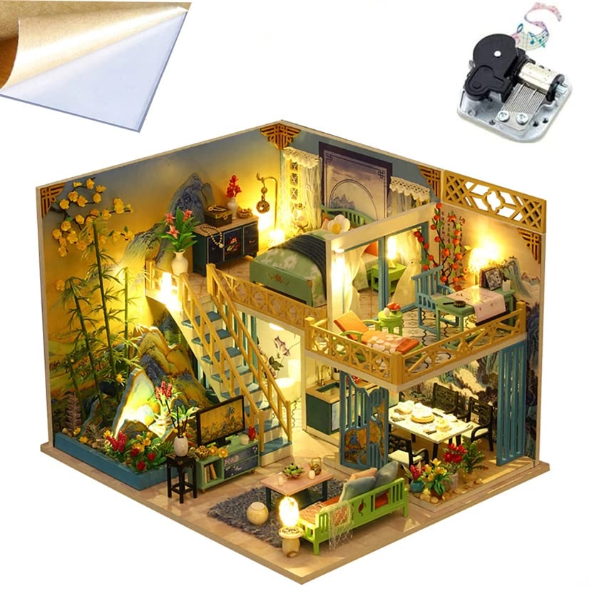 Miniature Wooden Dollhouse Furniture Kit - Creative Room 1:24