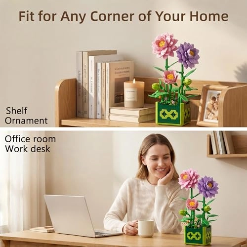 Dahlia Potted Flower Building Blocks Set - 609 pcs Floral