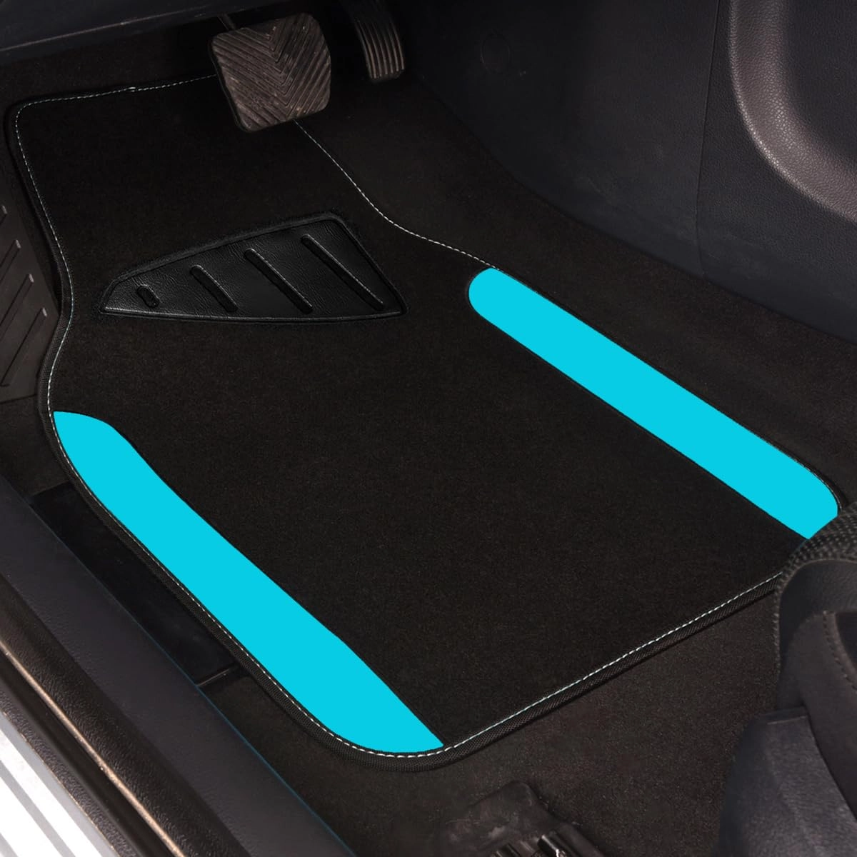 Universal Fit Car Floor Mats - Set of 4pcs Black and Burgundy