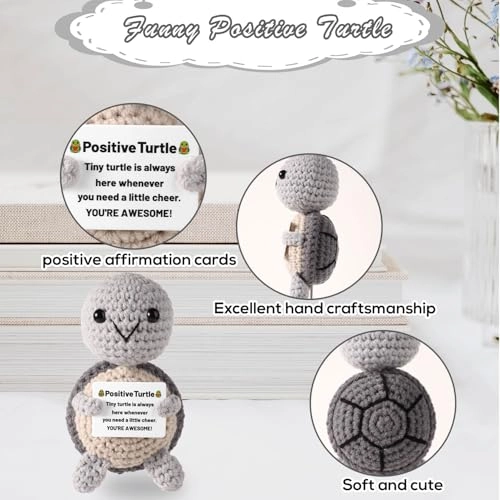 Positive Turtle 10 cm Crochet - Grey Mini