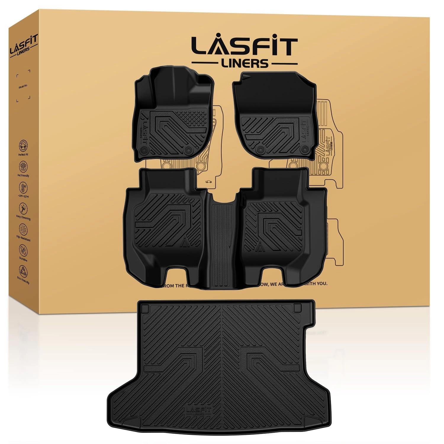 LASFIT Floor Mats & Cargo Mat - Honda HRV 2016-2022 AWD Model